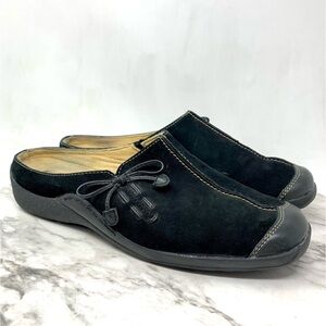 Naturalizer Detail Bow Detail Black Nubuck Mules 9.5 Extra Wide Casual Classic